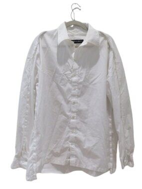 Y/PROJECT White Oversized Cotton Raw Edge Poplin Shirt Avant Garde Minimalist